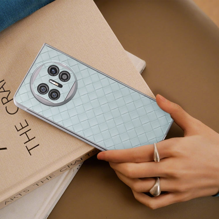 For Huawei Mate X5 Woven Texture Frosted Translucent Frame PU Phone Case
