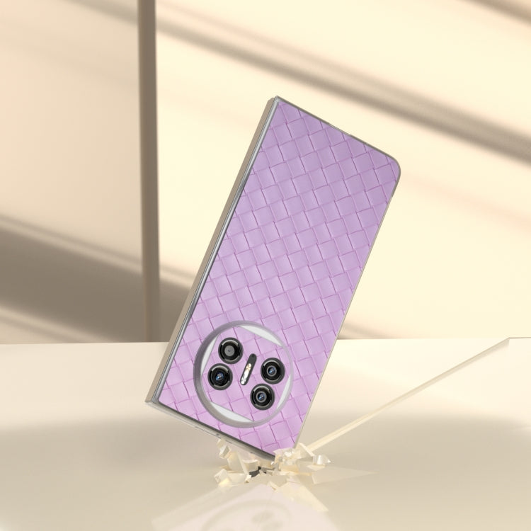 For Huawei Mate X5 Woven Texture Frosted Translucent Frame PU Phone Case