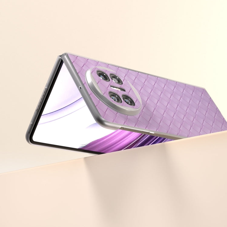 For Huawei Mate X5 Woven Texture Frosted Translucent Frame PU Phone Case