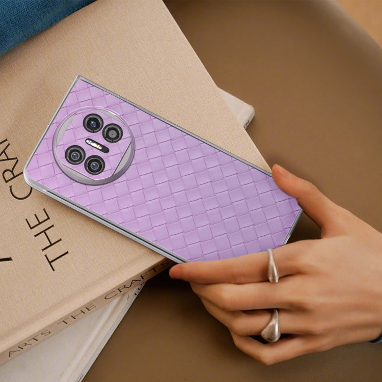 For Huawei Mate X5 Woven Texture Frosted Translucent Frame PU Phone Case