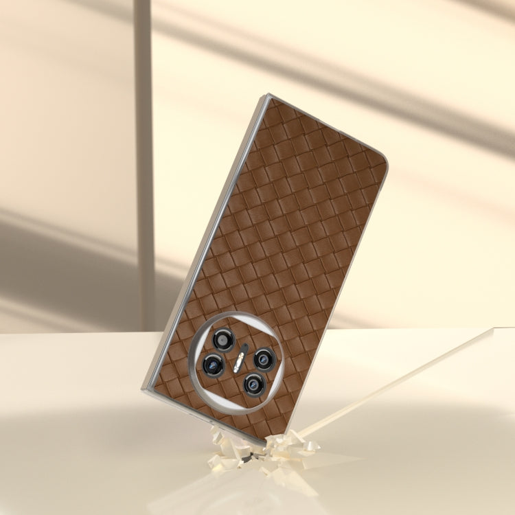 For Huawei Mate X5 Woven Texture Frosted Translucent Frame PU Phone Case