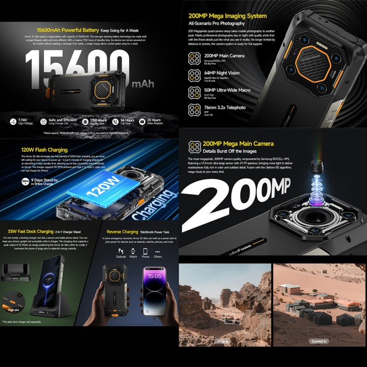 [HK Warehouse] Ulefone Armor 26 Ultra Walkie-Talkie Version Rugged Phone, 12GB+512GB, 6.78 inch Android 13 MediaTek Dimensity 8020 Octa Core, Network: 5G, NFC - Black