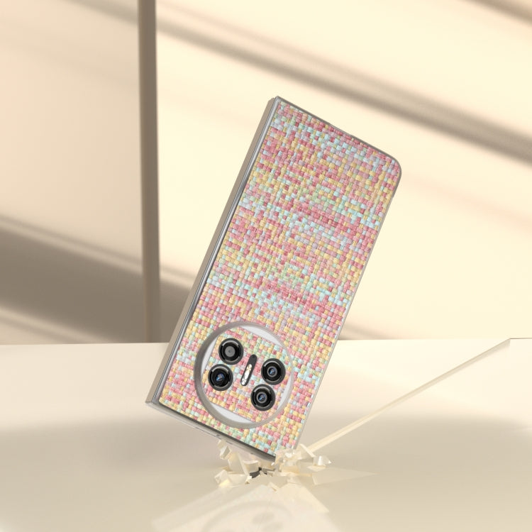 For Huawei Mate X5 Colorful Rhombic Texture Frosted Translucent Frame PU Phone Case