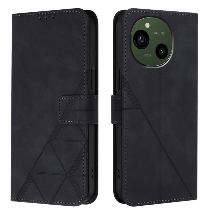 For Sharp Aquos R9 Crossbody 3D Embossed Flip Leather Phone Case