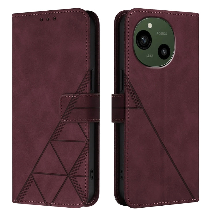 For Sharp Aquos R9 Crossbody 3D Embossed Flip Leather Phone Case