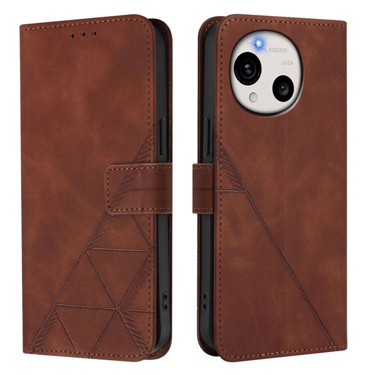 For Sharp Aquos R11 Crossbody 3D Embossed Flip Leather Phone Case