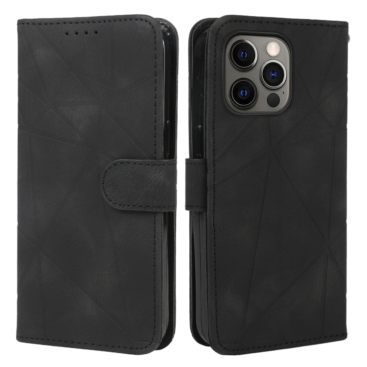 For iPhone 15 Pro Max Skin Feel Geometric Lines Leather Phone Case