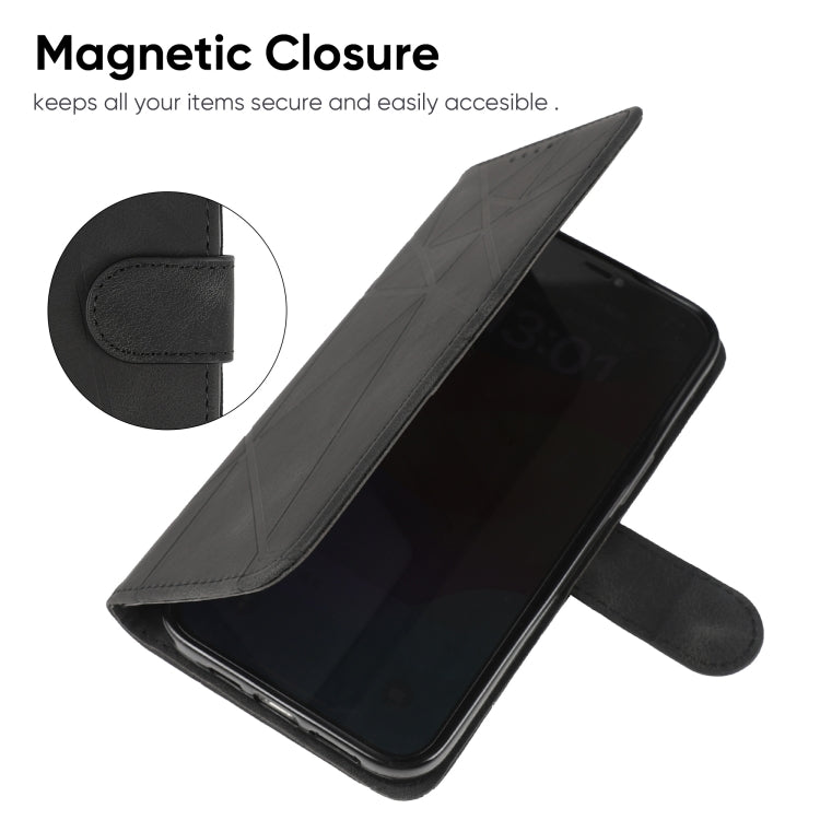 For iPhone 15 Pro Max Skin Feel Geometric Lines Leather Phone Case