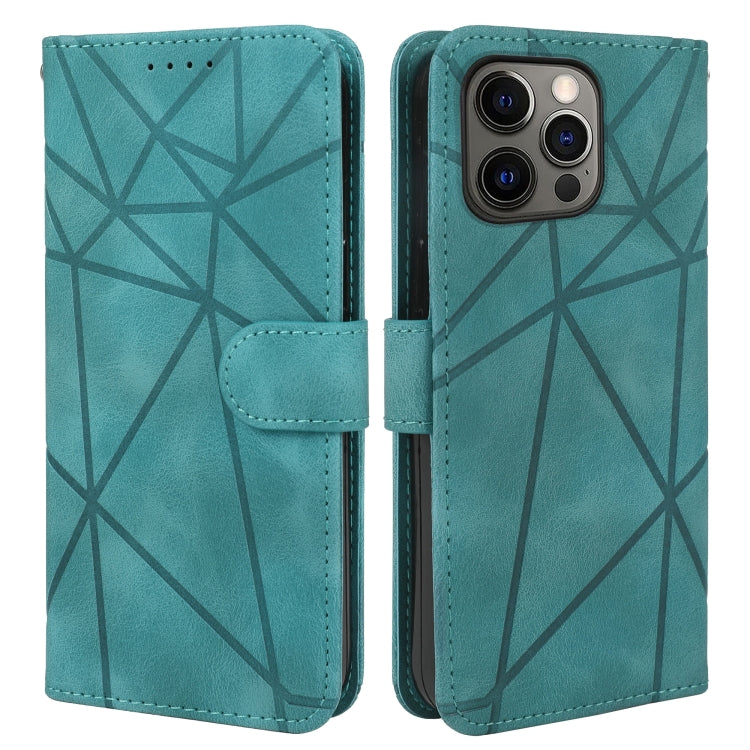 For iPhone 15 Pro Max Skin Feel Geometric Lines Leather Phone Case