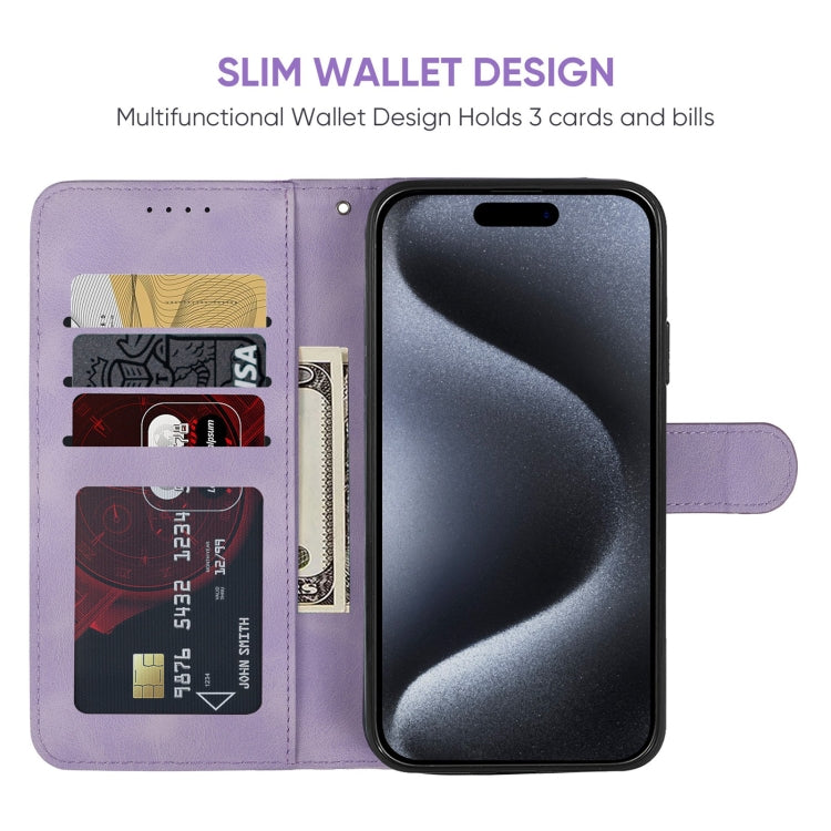For iPhone 15 Pro Max Skin Feel Geometric Lines Leather Phone Case