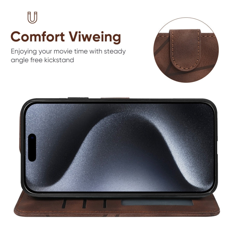 For iPhone 15 Pro Max Skin Feel Geometric Lines Leather Phone Case
