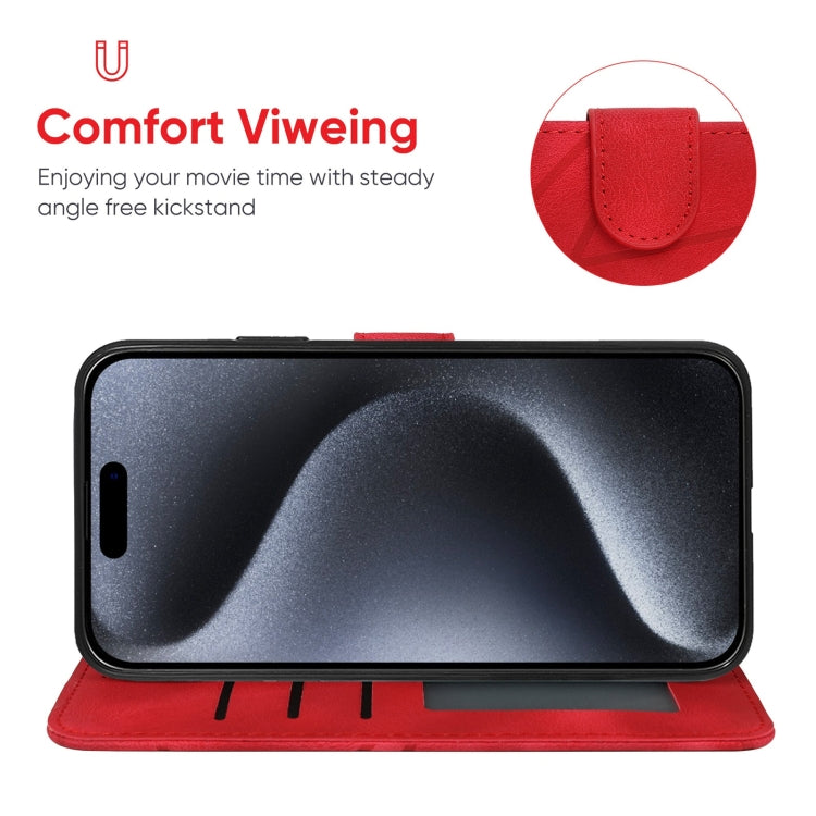 For iPhone 15 Pro Skin Feel Geometric Lines Leather Phone Case