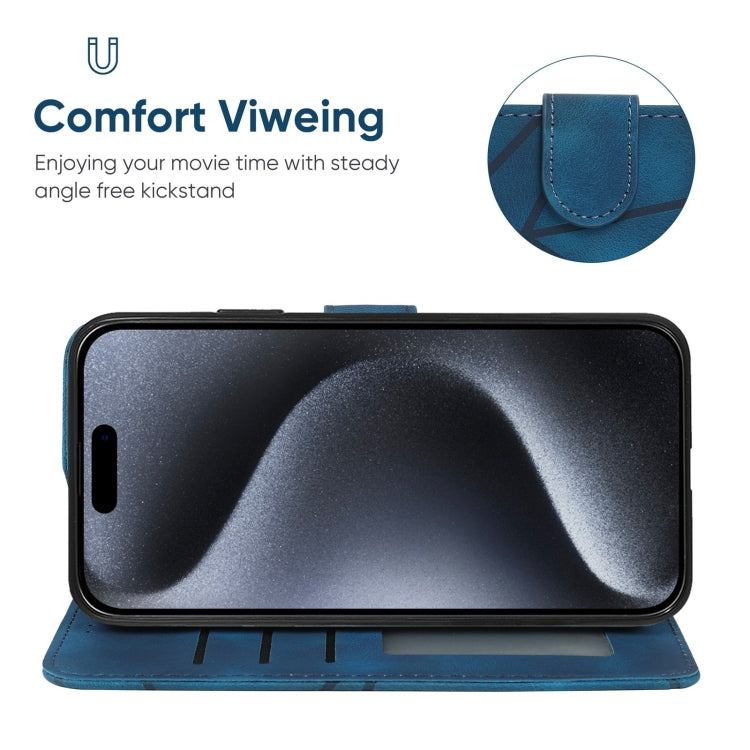 For iPhone 15 Pro Skin Feel Geometric Lines Leather Phone Case