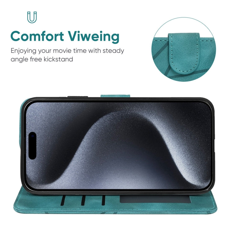 For iPhone 15 Pro Skin Feel Geometric Lines Leather Phone Case