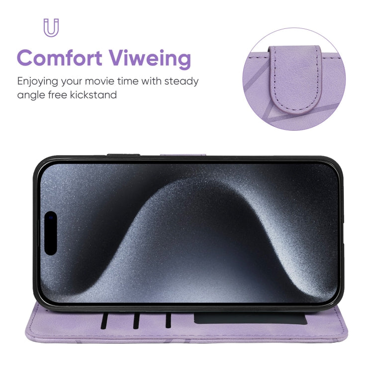 For iPhone 15 Pro Skin Feel Geometric Lines Leather Phone Case