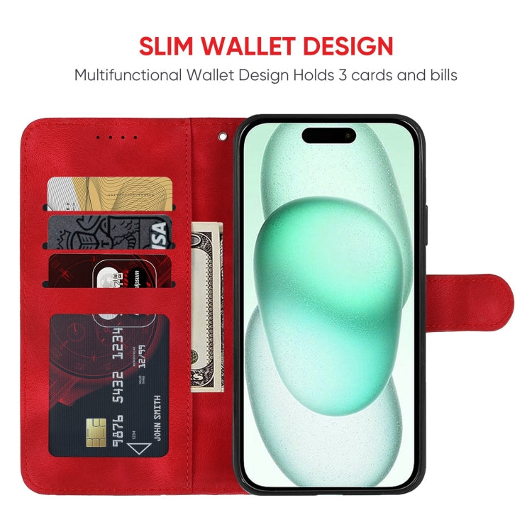 For iPhone 15 Plus Skin Feel Geometric Lines Leather Phone Case