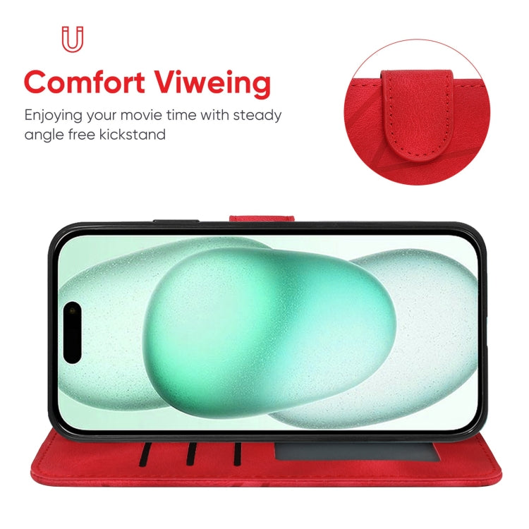For iPhone 15 Plus Skin Feel Geometric Lines Leather Phone Case