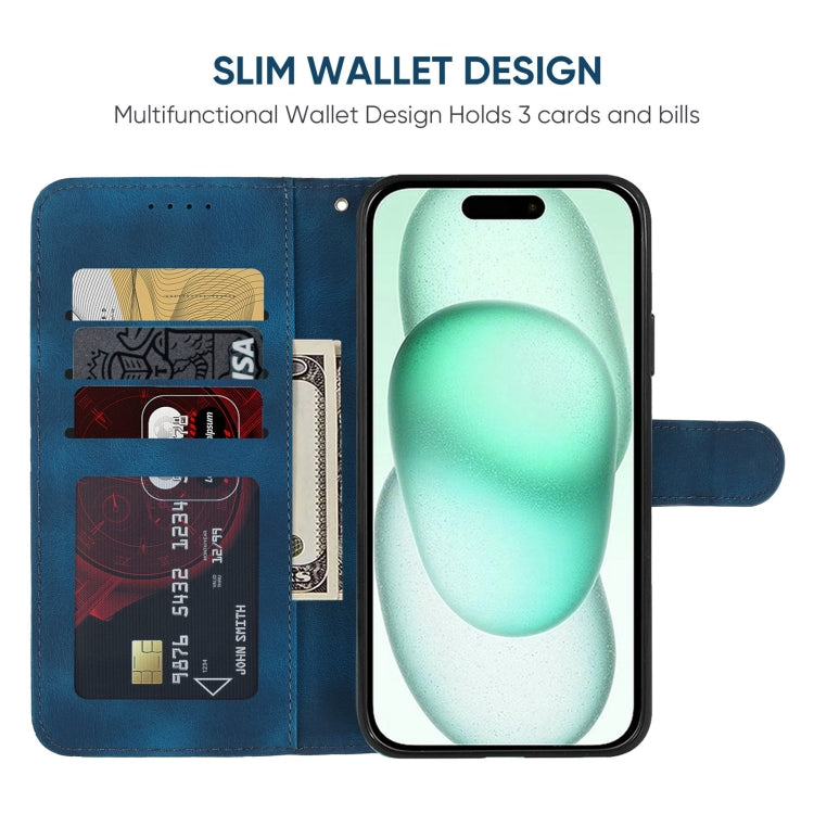 For iPhone 15 Plus Skin Feel Geometric Lines Leather Phone Case