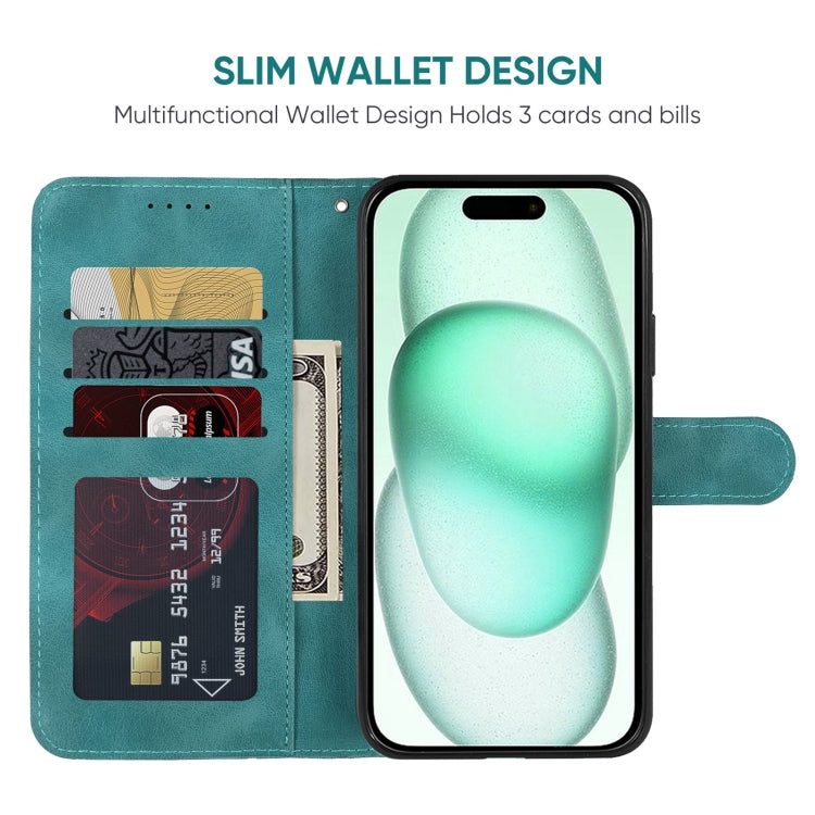 For iPhone 15 Plus Skin Feel Geometric Lines Leather Phone Case