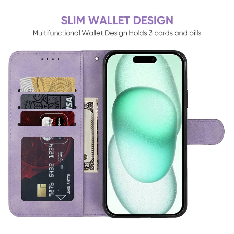 For iPhone 15 Plus Skin Feel Geometric Lines Leather Phone Case