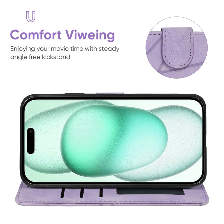 For iPhone 15 Plus Skin Feel Geometric Lines Leather Phone Case