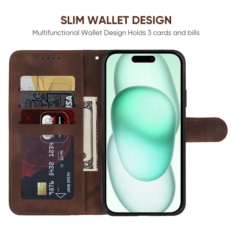 For iPhone 15 Plus Skin Feel Geometric Lines Leather Phone Case