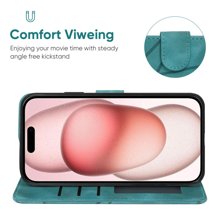 For iPhone 15 Skin Feel Geometric Lines Leather Phone Case