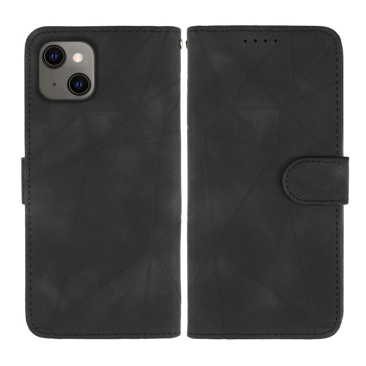 For iPhone 14 Plus Skin Feel Geometric Lines Leather Phone Case