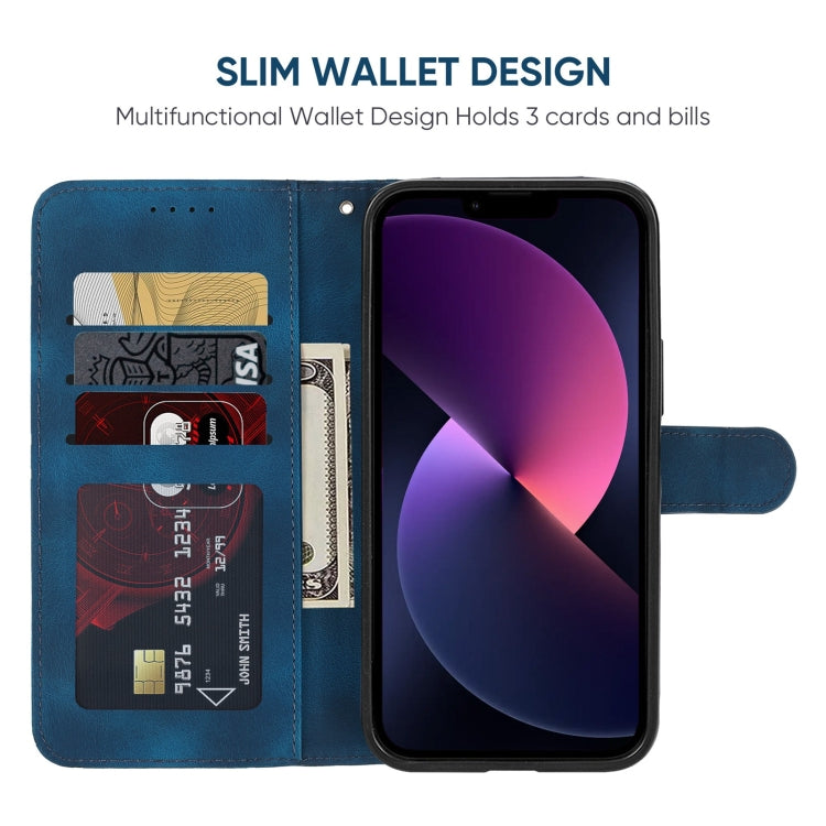 For iPhone 14 Plus Skin Feel Geometric Lines Leather Phone Case