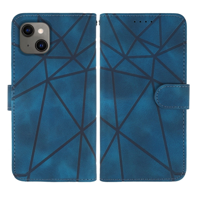 For iPhone 14 Skin Feel Geometric Lines Leather Phone Case