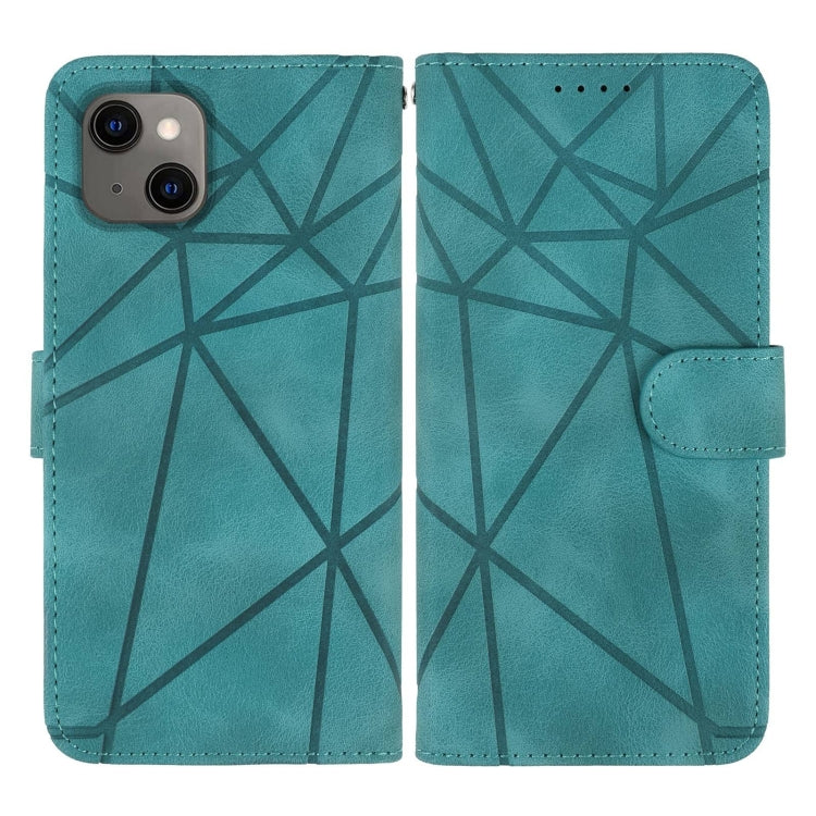 For iPhone 14 Skin Feel Geometric Lines Leather Phone Case