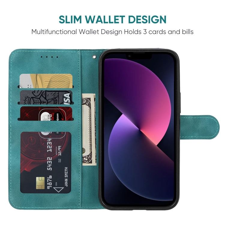 For iPhone 14 Skin Feel Geometric Lines Leather Phone Case