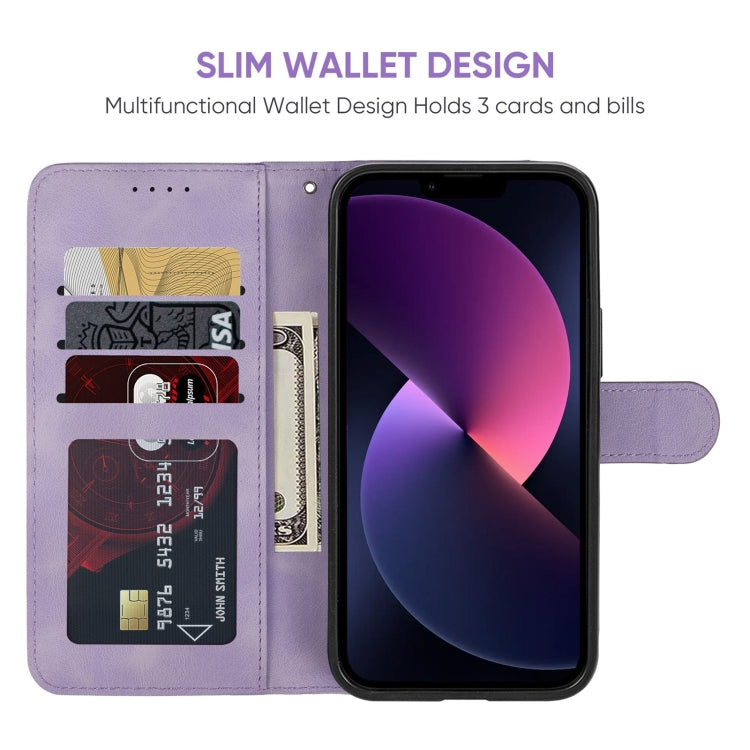 For iPhone 14 Skin Feel Geometric Lines Leather Phone Case
