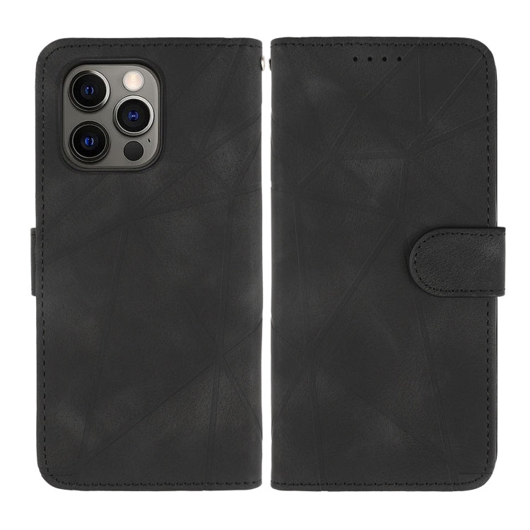 For iPhone 14 Pro Skin Feel Geometric Lines Leather Phone Case