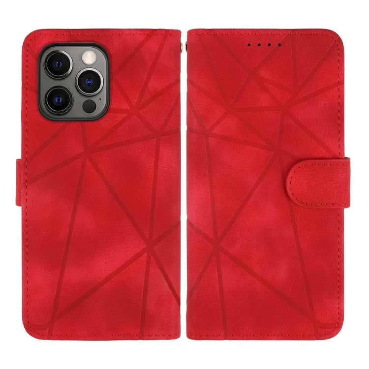 For iPhone 14 Pro Skin Feel Geometric Lines Leather Phone Case