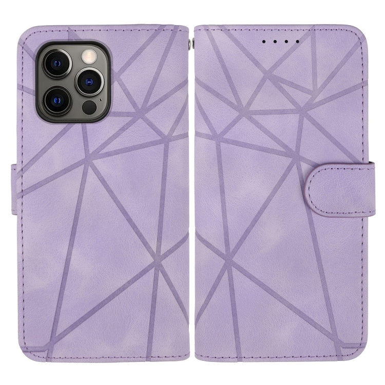 For iPhone 14 Pro Skin Feel Geometric Lines Leather Phone Case