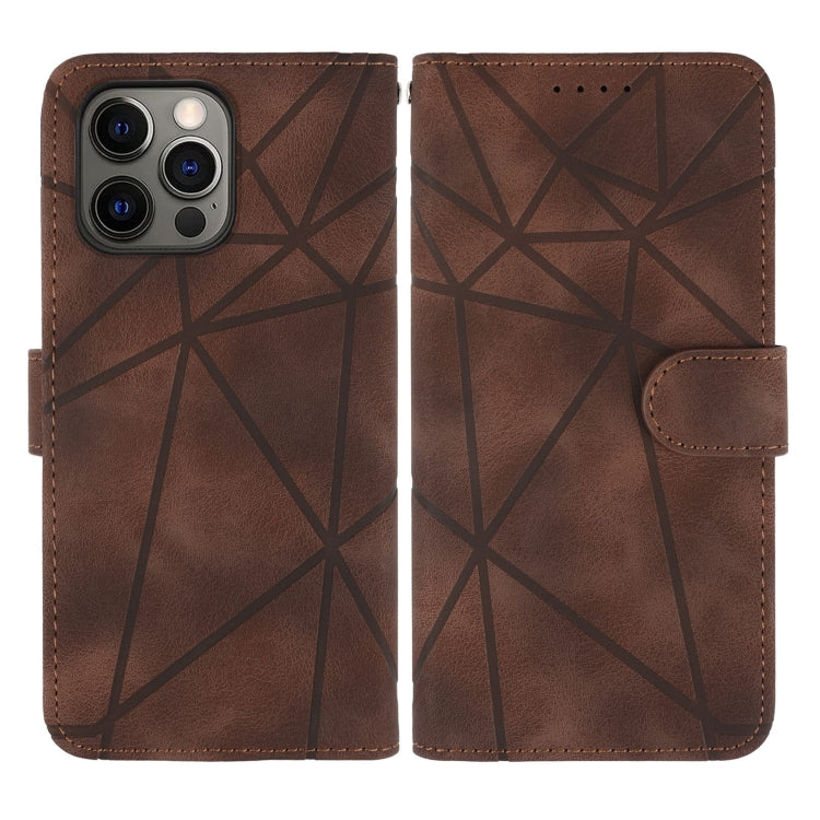 For iPhone 14 Pro Skin Feel Geometric Lines Leather Phone Case