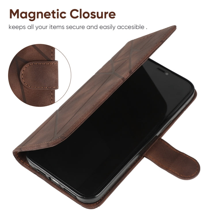 For iPhone 14 Pro Skin Feel Geometric Lines Leather Phone Case