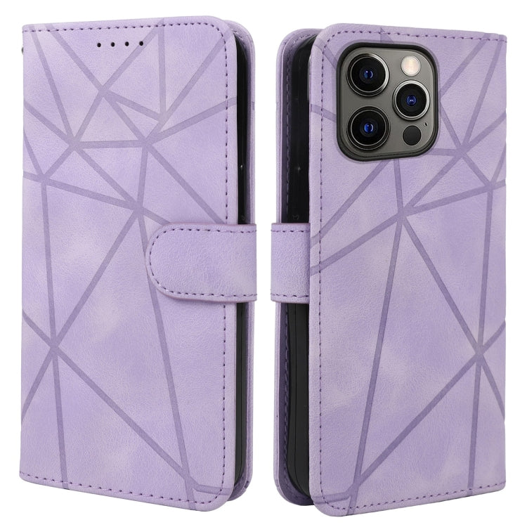 For iPhone 14 Pro Max Skin Feel Geometric Lines Leather Phone Case