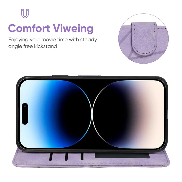 For iPhone 14 Pro Max Skin Feel Geometric Lines Leather Phone Case