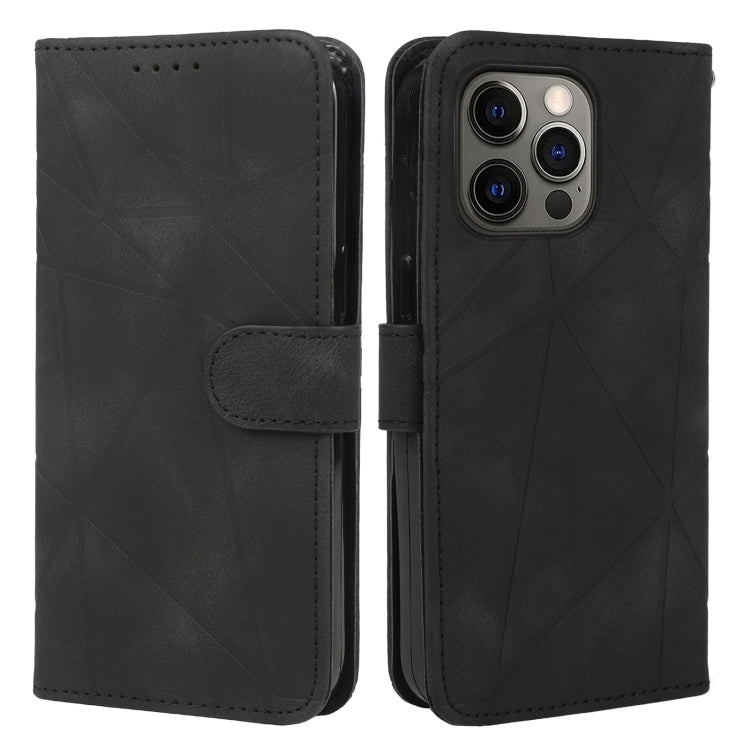 For iPhone 13 Pro Max Skin Feel Geometric Lines Leather Phone Case