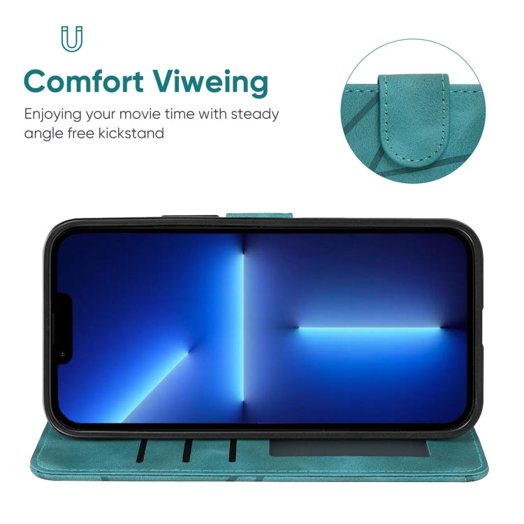 For iPhone 13 Pro Max Skin Feel Geometric Lines Leather Phone Case
