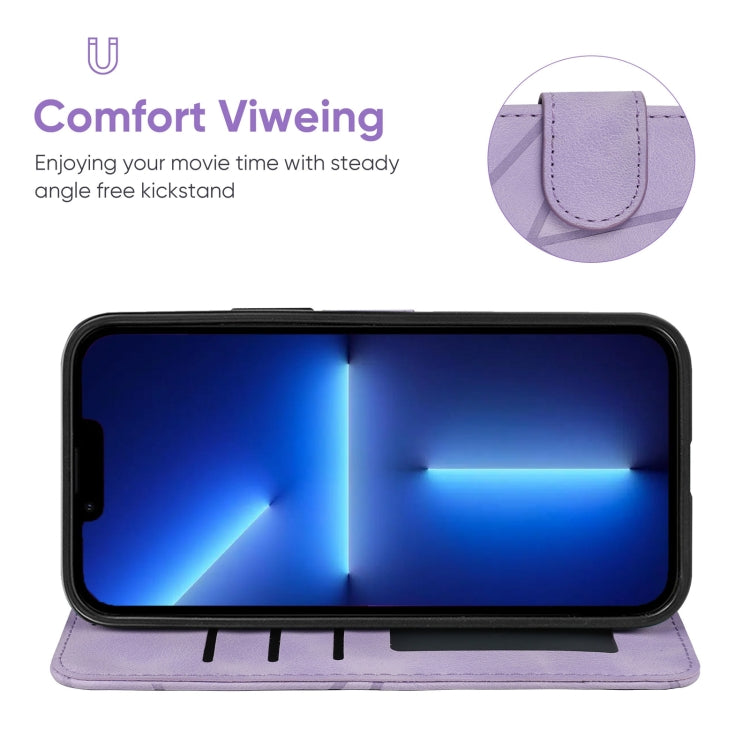 For iPhone 13 Pro Max Skin Feel Geometric Lines Leather Phone Case