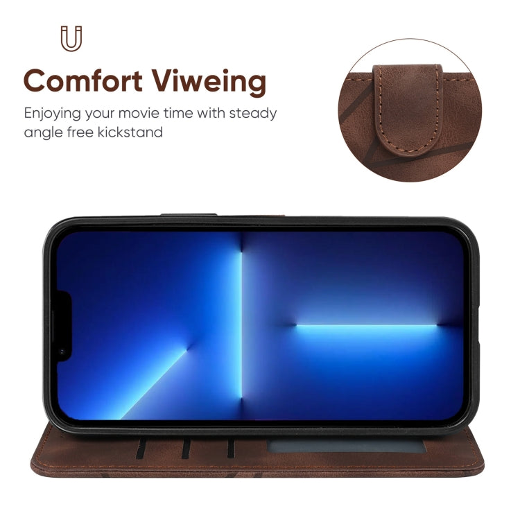 For iPhone 13 Pro Max Skin Feel Geometric Lines Leather Phone Case