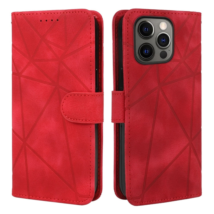 For iPhone 13 Pro Skin Feel Geometric Lines Leather Phone Case