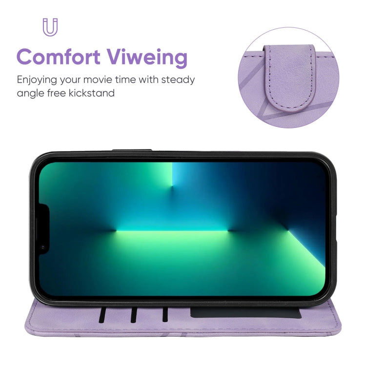 For iPhone 13 Pro Skin Feel Geometric Lines Leather Phone Case