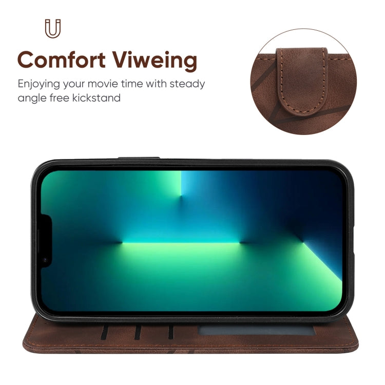 For iPhone 13 Pro Skin Feel Geometric Lines Leather Phone Case