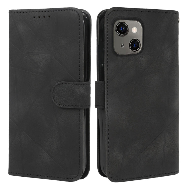 For iPhone 13 Skin Feel Geometric Lines Leather Phone Case