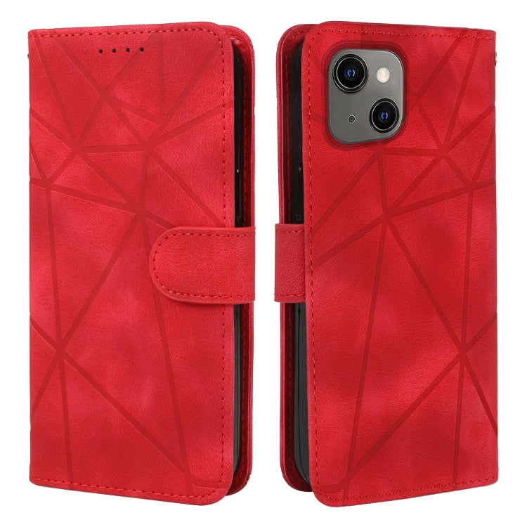 For iPhone 13 Skin Feel Geometric Lines Leather Phone Case