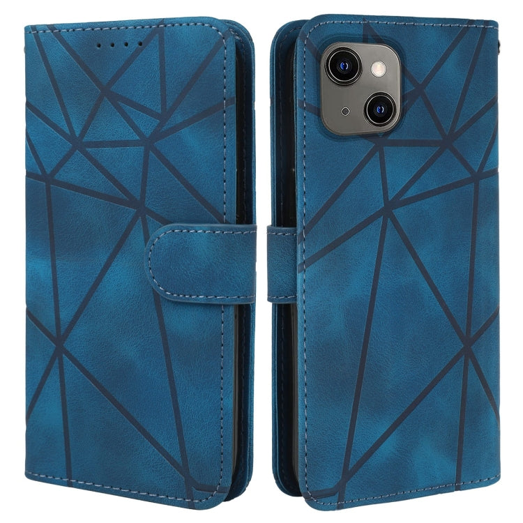 For iPhone 13 Skin Feel Geometric Lines Leather Phone Case
